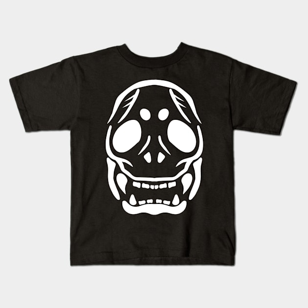 Skull Face White Kids T-Shirt by SoraLorr